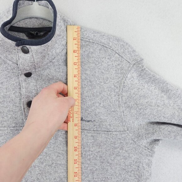 Eddie Bauer Sweater Mens Medium Gray Radiator Fleece Mock Neck Snap Pullover - Picture 4 of 11